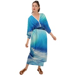 Nature s Beauty; Ocean Waves Grecian Style  Maxi Dress by GardenOfOphir