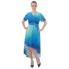 Nature s Beauty; Ocean Waves Front Wrap High Low Dress by GardenOfOphir