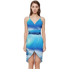 Nature s Beauty; Ocean Waves Wrap Frill Dress by GardenOfOphir