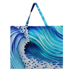 Blue Water Reflections Zipper Large Tote Bag by GardenOfOphir