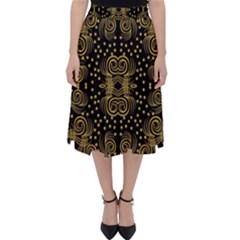 Pattern Seamless Gold 3d Abstraction Ornate Classic Midi Skirt by Ravend