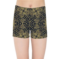 Pattern Seamless Gold 3d Abstraction Ornate Kids  Sports Shorts by Ravend