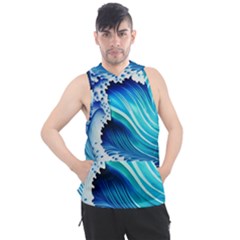 Blue Water Reflections Men s Sleeveless Hoodie by GardenOfOphir