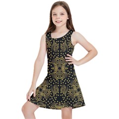 Pattern Seamless Gold 3d Abstraction Ornate Kids  Lightweight Sleeveless Dress