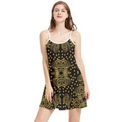 Pattern Seamless Gold 3d Abstraction Ornate Summer Frill Dress by Ravend