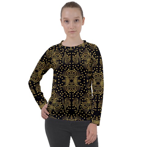 Pattern Seamless Gold 3d Abstraction Ornate Women s Long Sleeve Raglan Tee by Ravend