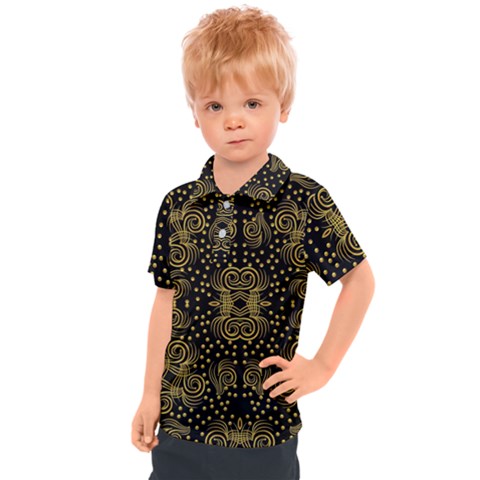 Pattern Seamless Gold 3d Abstraction Ornate Kids  Polo Tee by Ravend