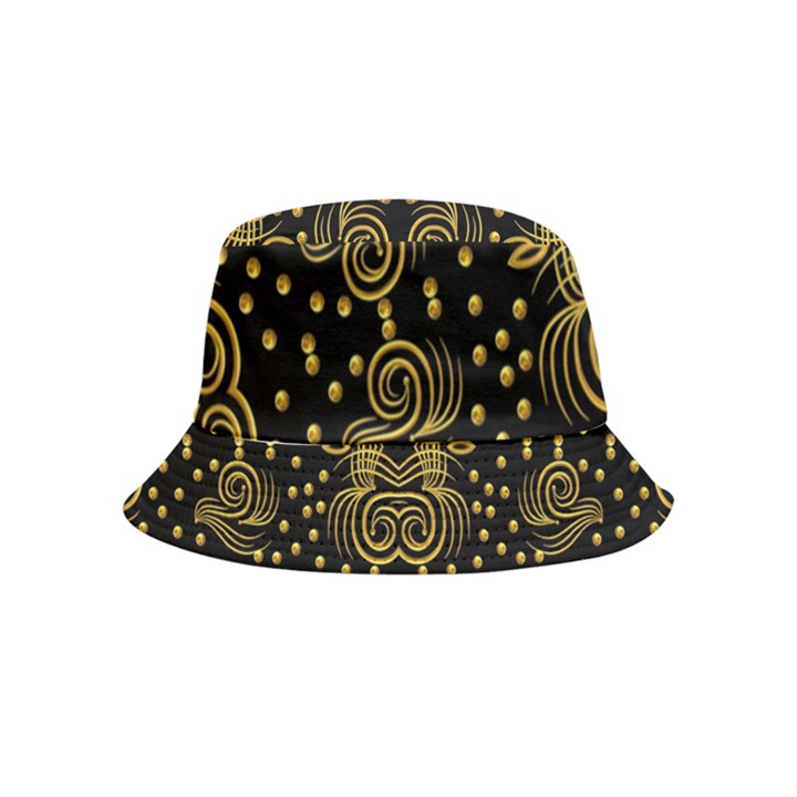 Pattern Seamless Gold 3d Abstraction Ornate Inside Out Bucket Hat (Kids)