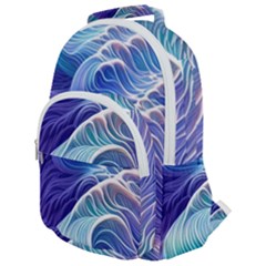 Majestic Ocean Waves Rounded Multi Pocket Backpack by GardenOfOphir