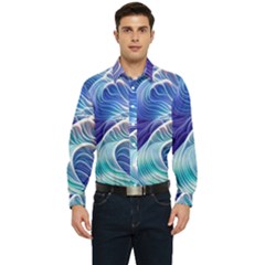 Majestic Ocean Waves Men s Long Sleeve  Shirt by GardenOfOphir