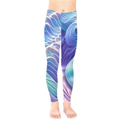 Majestic Ocean Waves Kids  Leggings by GardenOfOphir