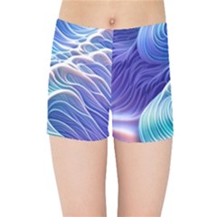 Majestic Ocean Waves Kids  Sports Shorts by GardenOfOphir