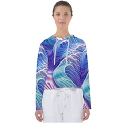 Majestic Ocean Waves Women s Slouchy Sweat by GardenOfOphir