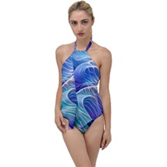 Majestic Ocean Waves Go With The Flow One Piece Swimsuit by GardenOfOphir