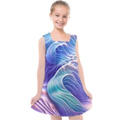 Majestic Ocean Waves Kids  Cross Back Dress by GardenOfOphir