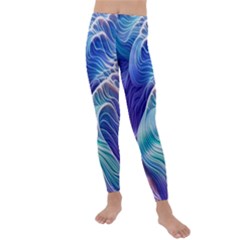 Majestic Ocean Waves Kids  Lightweight Velour Leggings by GardenOfOphir