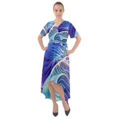 Majestic Ocean Waves Front Wrap High Low Dress by GardenOfOphir