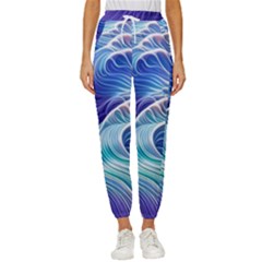 Majestic Ocean Waves Cropped Drawstring Pants by GardenOfOphir