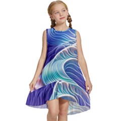 Majestic Ocean Waves Kids  Frill Swing Dress by GardenOfOphir