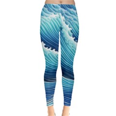 Simple Summer Wave Pattern Leggings  by GardenOfOphir