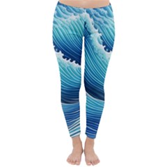 Simple Summer Wave Pattern Classic Winter Leggings by GardenOfOphir