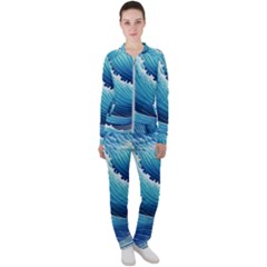 Simple Summer Wave Pattern Casual Jacket And Pants Set by GardenOfOphir