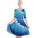 Simple Summer Wave Pattern Quarter Sleeve A-Line Dress View1