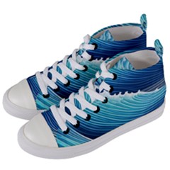 Simple Summer Wave Pattern Women s Mid-top Canvas Sneakers by GardenOfOphir