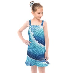 Simple Summer Wave Pattern Kids  Overall Dress by GardenOfOphir