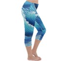 Simple Summer Wave Pattern Lightweight Velour Capri Yoga Leggings View3