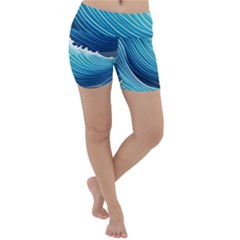 Simple Summer Wave Pattern Lightweight Velour Yoga Shorts by GardenOfOphir