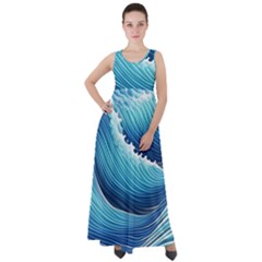 Simple Summer Wave Pattern Empire Waist Velour Maxi Dress by GardenOfOphir