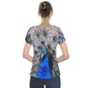 Peacock Bird Animal Feather Nature Colorful Short Sleeve Front Detail Top View2