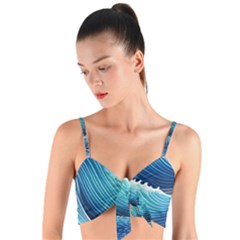 Simple Summer Wave Pattern Woven Tie Front Bralet by GardenOfOphir