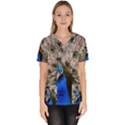 Peacock Bird Animal Feather Nature Colorful Women s V-Neck Scrub Top View1