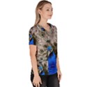 Peacock Bird Animal Feather Nature Colorful Women s V-Neck Scrub Top View3