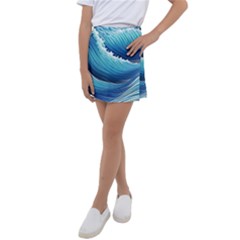 Simple Summer Wave Pattern Kids  Tennis Skirt by GardenOfOphir