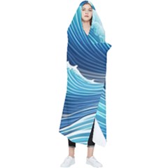 Simple Summer Wave Pattern Wearable Blanket by GardenOfOphir