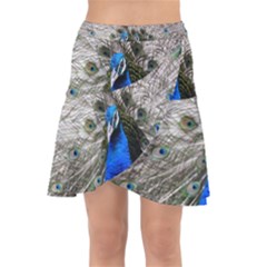 Peacock Bird Animal Feather Nature Colorful Wrap Front Skirt by Ravend