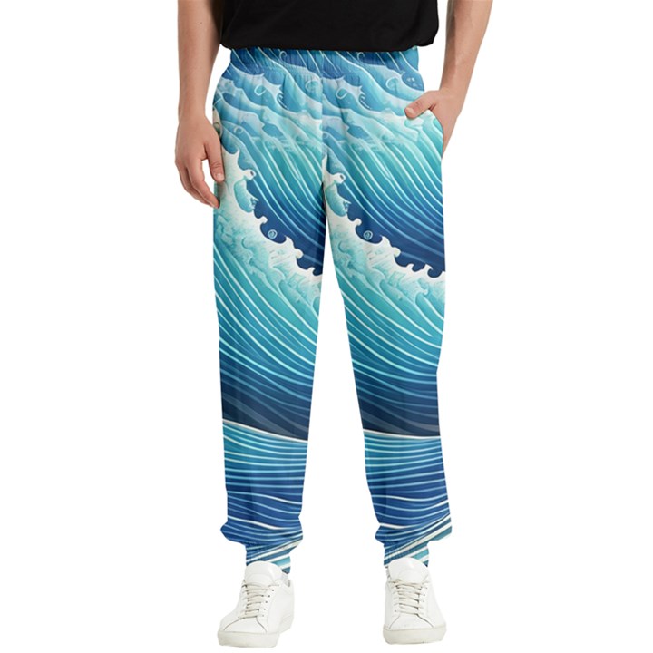 Simple Summer Wave Pattern Men s Elastic Waist Pants