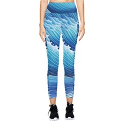 Simple Summer Wave Pattern Pocket Leggings  by GardenOfOphir