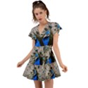 Peacock Bird Animal Feather Nature Colorful Flutter Sleeve Wrap Dress View1