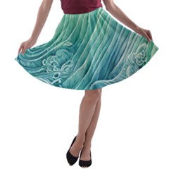 Wave Of The Ocean A-line Skater Skirt by GardenOfOphir