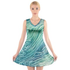 Wave Of The Ocean V-neck Sleeveless Dress by GardenOfOphir