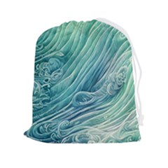 Wave Of The Ocean Drawstring Pouch (2xl) by GardenOfOphir