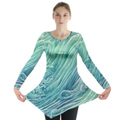 Wave Of The Ocean Long Sleeve Tunic  by GardenOfOphir