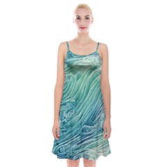 Wave Of The Ocean Spaghetti Strap Velvet Dress by GardenOfOphir