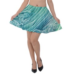 Wave Of The Ocean Velvet Skater Skirt by GardenOfOphir