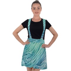 Wave Of The Ocean Velvet Suspender Skater Skirt by GardenOfOphir