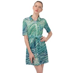 Wave Of The Ocean Belted Shirt Dress by GardenOfOphir